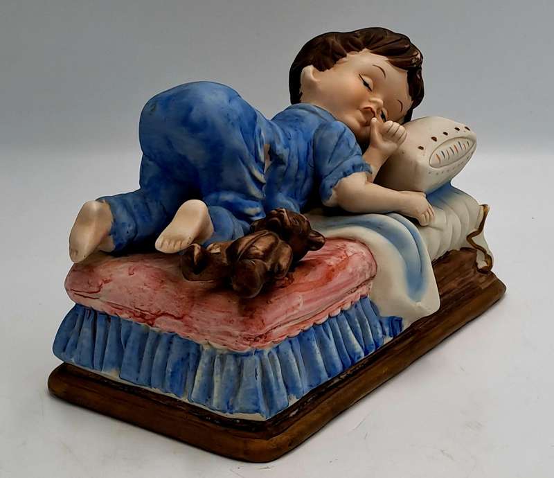 Vintage Ceramic Sleeping Boy Figurine 10,5cm x 17cm x 11cm