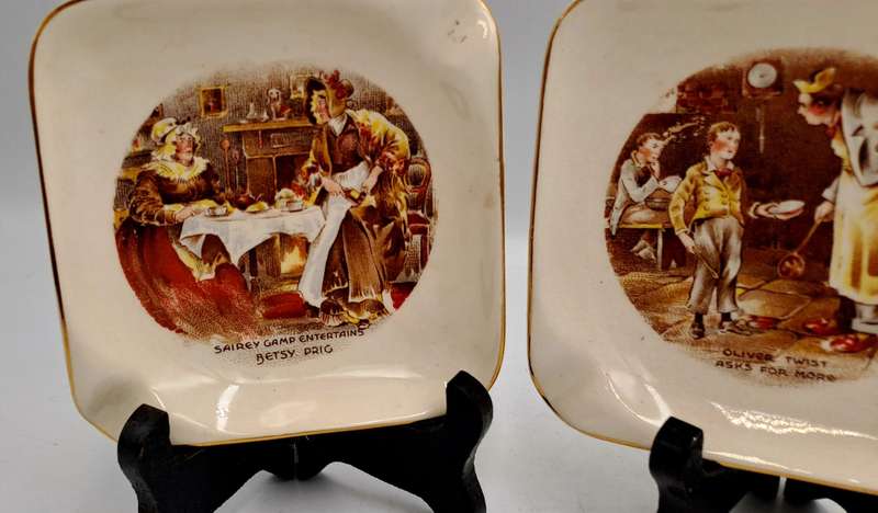 2 Vintage Sandland Ware Ashtrays by Lancaster & Sandland Oliver Twist and Betsy Prig