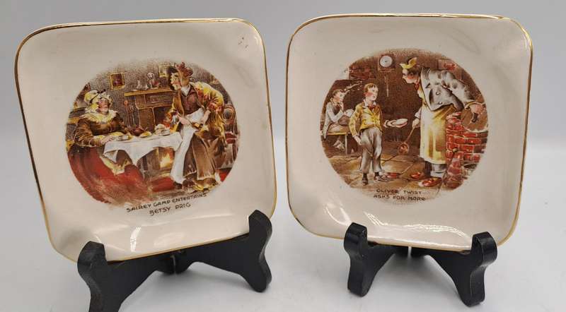 2 Vintage Sandland Ware Ashtrays by Lancaster & Sandland Oliver Twist and Betsy Prig