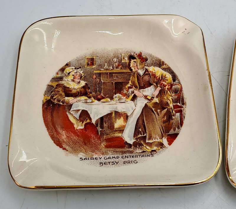 2 Vintage Sandland Ware Ashtrays by Lancaster & Sandland Oliver Twist and Betsy Prig
