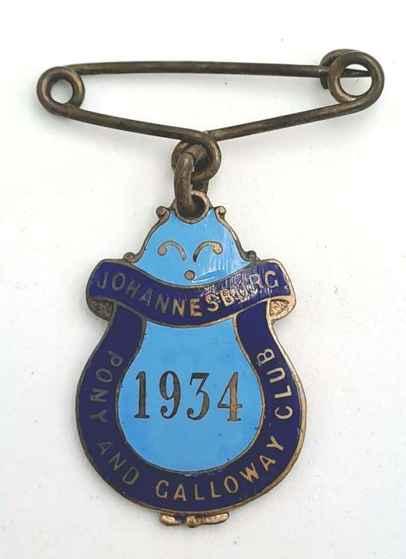 Vintage 1934 Johannesburg Pony& Galloway CLUB No 12 Badge -Brass & Enamel
