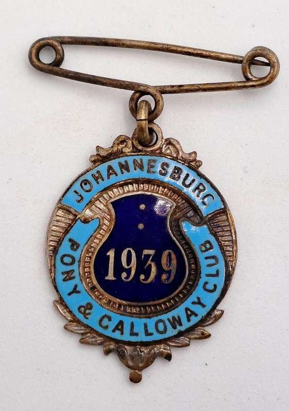 Vintage 1939 Johannesburg Pony& Galloway CLUB No 1 Badge -Brass & Enamel