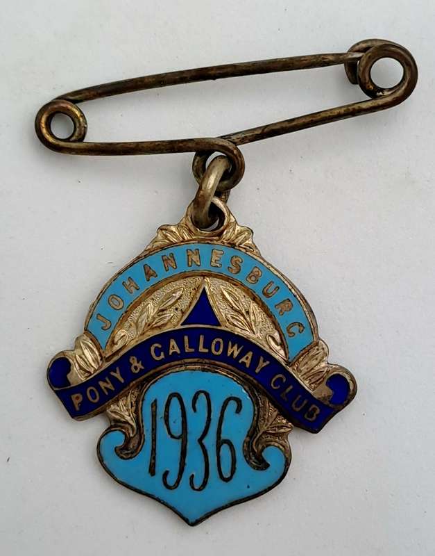 Vintage 1936 Johannesburg Pony& Galloway CLUB No 8 Badge -Brass & Enamel