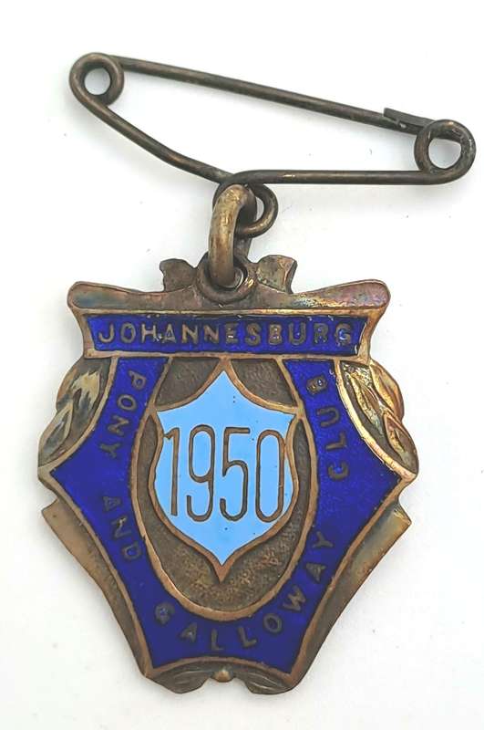 Vintage 1950 Johannesburg Pony& Galloway CLUB No  63 Badge -Brass & Enamel
