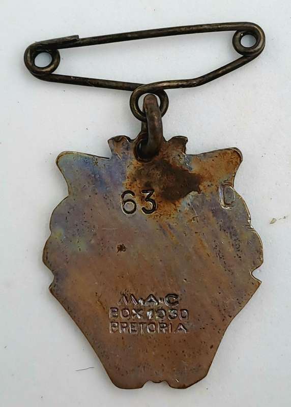 Vintage 1950 Johannesburg Pony& Galloway CLUB No  63 Badge -Brass & Enamel
