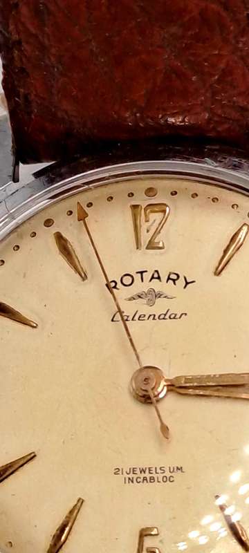 Vintage Men's Swiss Rotary Calender Incabloc 21 Jewels watch sn.295839-WORKING