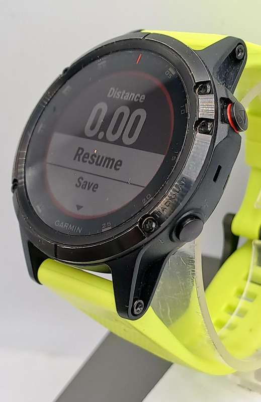 Pre-Owned Garmin Fenix 5 Plus Sapphire Edition Black with green band -Boxed