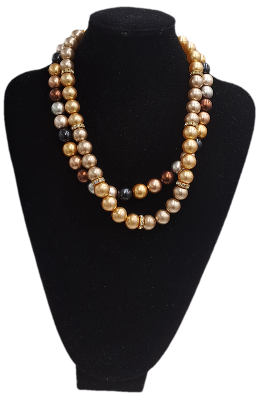 Pre-Owned  2 x Honey Necklaces in Honey Tin -Costume Jewelry -faux or simulated pearls