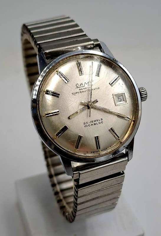Vintage 1970's Swiss Made Camy Geneve Superautomatic Incabloc Mens watch - Working 25 Jewels