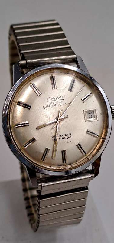 Vintage 1970's Swiss Made Camy Geneve Superautomatic Incabloc Mens watch - Working 25 Jewels