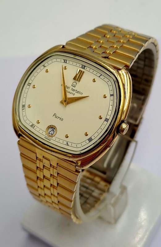 Pre-Owned Gold Tone Michel Herbelin Paris Mens Quartz watch -Working-Swiss Movement