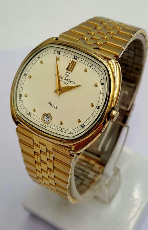 Pre-Owned Gold Tone Michel Herbelin Paris Mens Quartz watch -Working-Swiss Movement