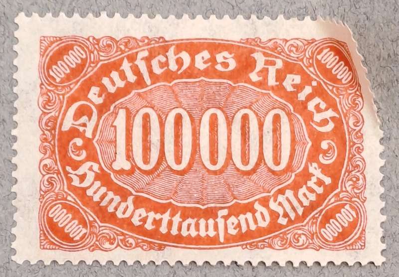 1923 Germany Deutsches Reich 100 Tausend Mark Stamp-Hyper Inflation -Unused