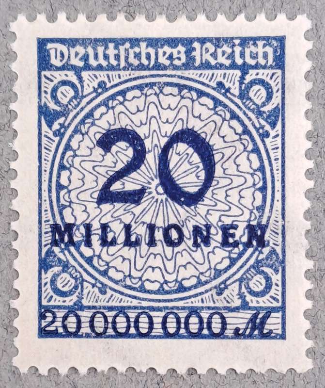 1923 Germany Deutsches Reich 20 Millionen Mark Stamp-Hyper Inflation -Unused