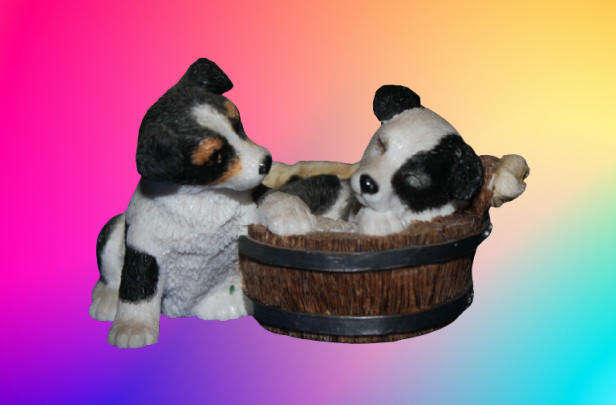 Hand made Collectable Sherratt & Simpson Border Collies Figurine  55x85x55mm
