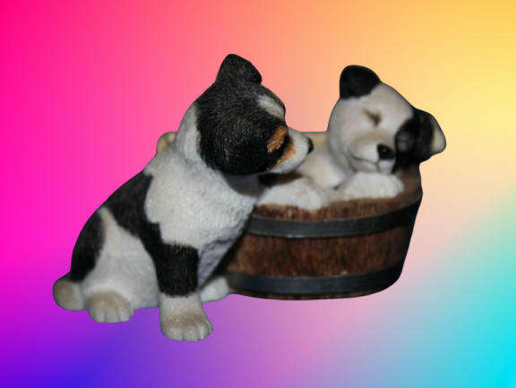 Hand made Collectable Sherratt & Simpson Border Collies Figurine  55x85x55mm