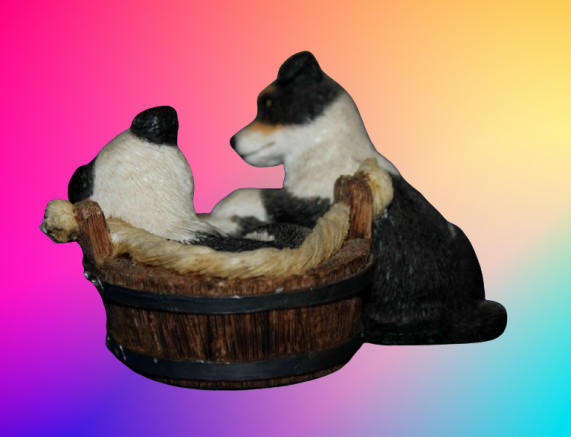 Hand made Collectable Sherratt & Simpson Border Collies Figurine  55x85x55mm