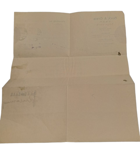 1923 Postal request for invoice of Saw Blades for Bock & Grote Sawmill Hamburg