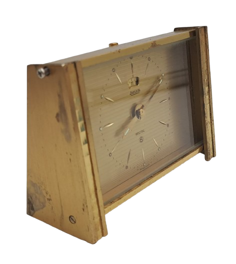 Vintage Jaeger Swiss Recital 8 travel Alarm Clock Art Deco Copper Tone-Working