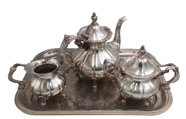 4 Pc Vintage Silverplate EPNS Teaset (Unmarked) Heavy Items