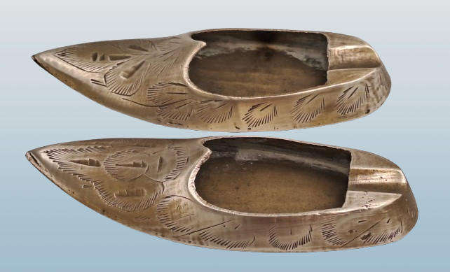 Pair of Vintage Brass shoe Ashtrays