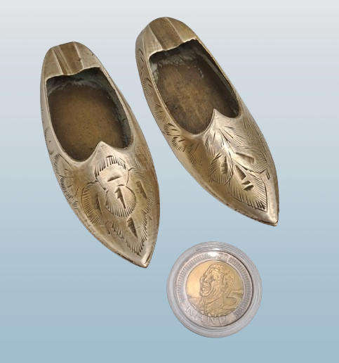 Pair of Vintage Brass shoe Ashtrays
