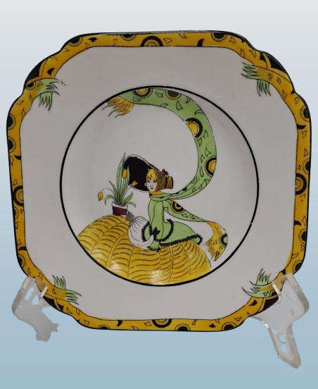 Antique 1920's Art Deco Melba Bone China Dolly Varden Tea Cake /Snack Plate ( 5 Available)