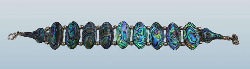 Vintage Abalone Shell Stone Silver Handmade Cluster bracelet