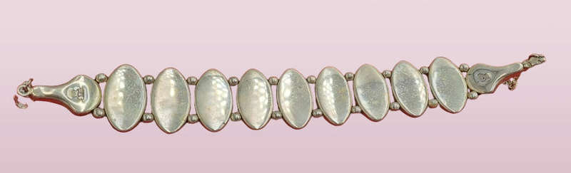Vintage Abalone Shell Stone Silver Handmade Cluster bracelet
