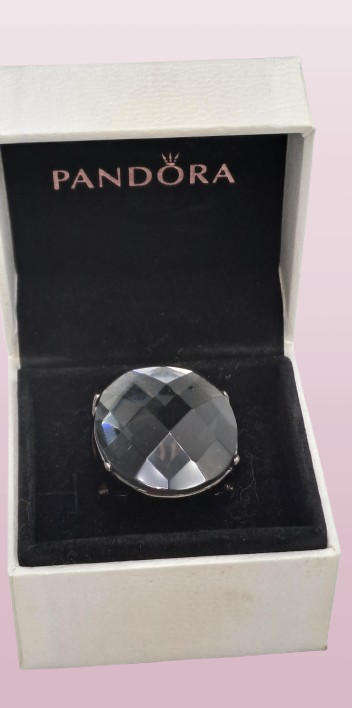 Large Pre-owned Smokey Quartz Dress Ring in a Pandora Box