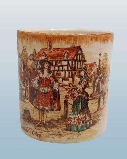 Vintage Porcelain Cup Sandland ware 'Ye Olden Days' Lancaster & Sandland LTD. Hanley England