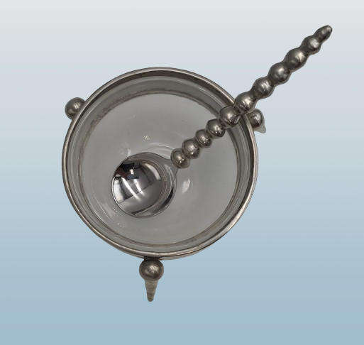 Stainless Steel Jam Pot with Glass tray with Spoon