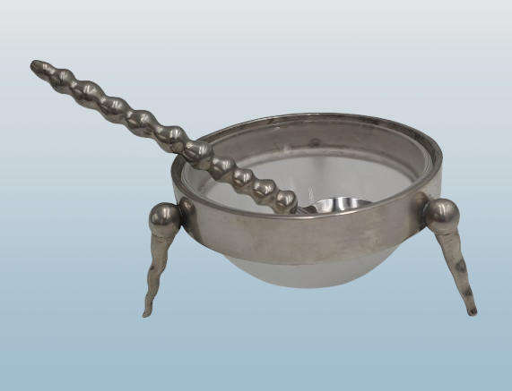 Stainless Steel Jam Pot with Glass tray with Spoon