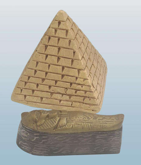 Vintage Soap Stone and Brass Mummy Sarcophagus and Soap Stone Pyramid figurines