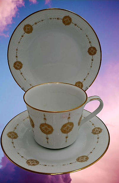 18pc Vintage 1970's Noritake  2301 SONIA (6 Tea Trio's)Gold Trim - Unused ..still in Box -Japan