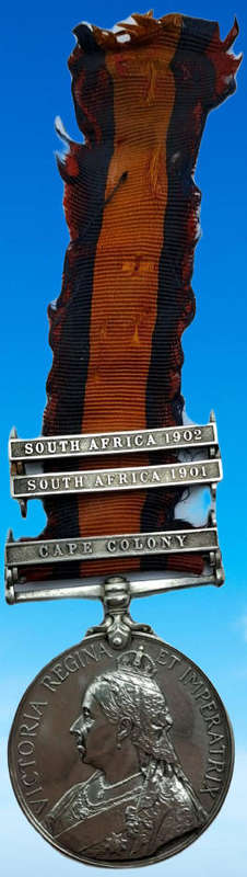 Anglo Boer War QSA -Queens Medal -Cape Colony,1901 and 1902 Clasps To No.1091  TPR:B.Getz. D.E.O.V.R