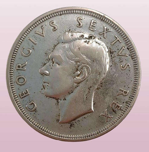 1951 South Africa .500 Silver 5 Shillings - George VI only 363119  Minted