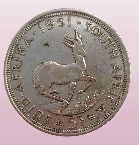 1951 South Africa .500 Silver 5 Shillings - George VI only 363119  Minted