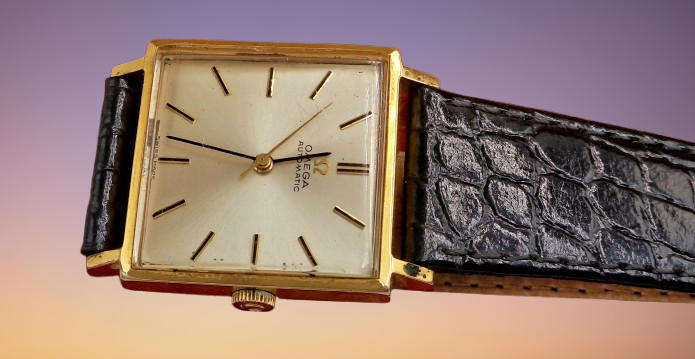 Vintage 1960's Gold Plated Swiss Ladies Omega Automatic Watch 24 Jewels Working-Boxed