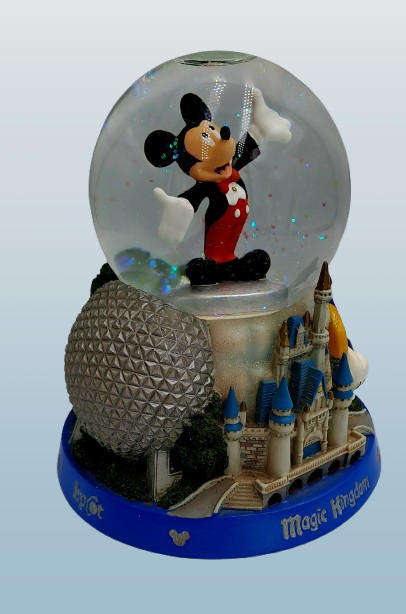 Disney World Parks Mickey Mouse It's a Small World Musical Snow Globe Epcot-Boxed