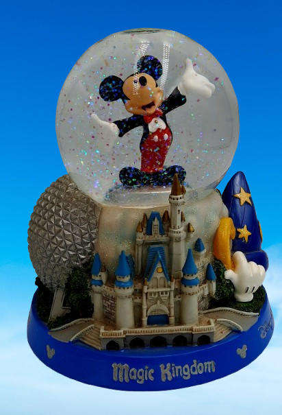 Disney World Parks Mickey Mouse It's a Small World Musical Snow Globe Epcot-Boxed