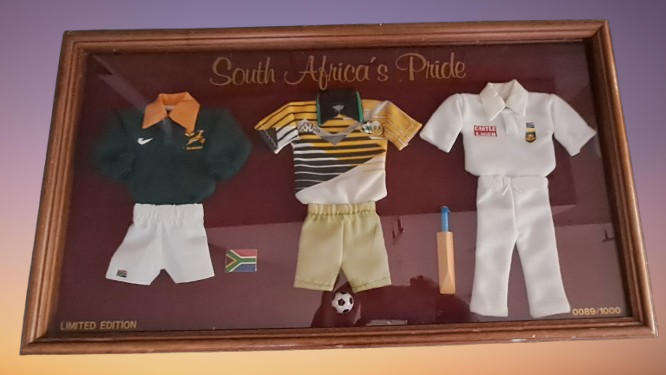 Limited Edition No 89 of 1000 "South African Pride" Framed Behind Glass-Rugby,Soccer and Cricket Man