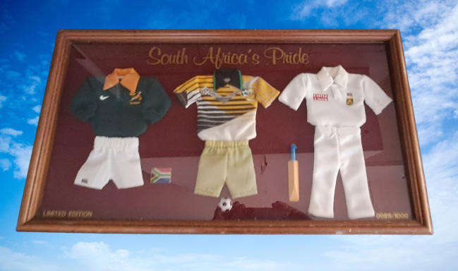 Limited Edition No 89 of 1000 "South African Pride" Framed Behind Glass-Rugby,Soccer and Cricket Man