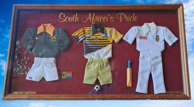 Limited Edition No 89 of 1000 "South African Pride" Framed Behind Glass-Rugby,Soccer and Cricket Man