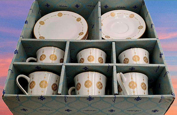 18pc Vintage 1967 to 1980 Noritake 6808 Sovereign (6 Tea Trio's)- Unused ..still in Box -Japan
