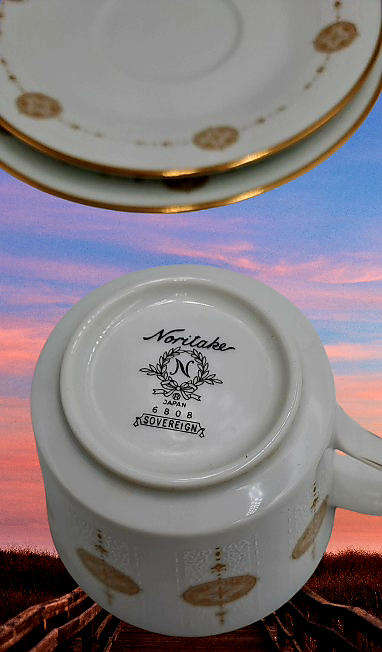 18pc Vintage 1967 to 1980 Noritake 6808 Sovereign (6 Tea Trio's)- Unused ..still in Box -Japan