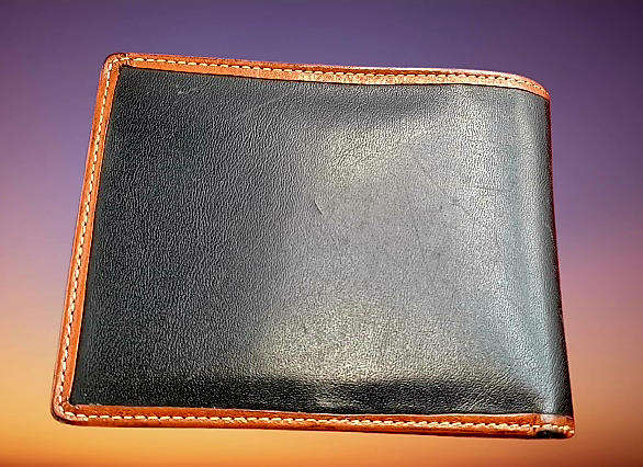 Pre-Owned Men's Basically Black Leather Wallet Black Genuine Leather-Australia