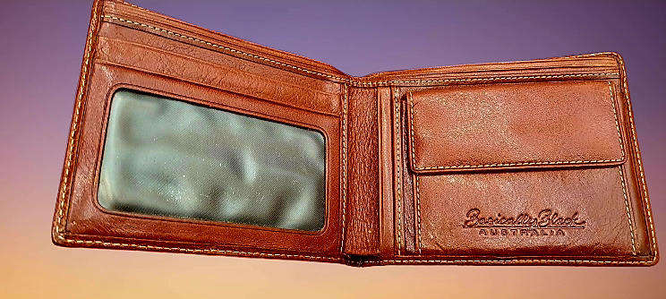 Pre-Owned Men's Basically Black Leather Wallet Black Genuine Leather-Australia