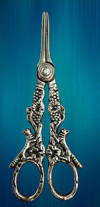 Vintage Foxes Pattern Grape Shears , Figural Silver plated Grape Scissors,Victorian Style