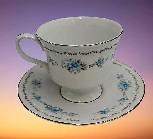 Vintage Nagoya Fine Bone China Duo  `BLUE ROSE` Japan (3 available)